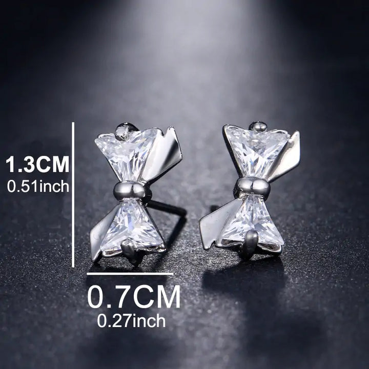 Classic Shining Silver CZ Stud Earrings - GlimmaStyle