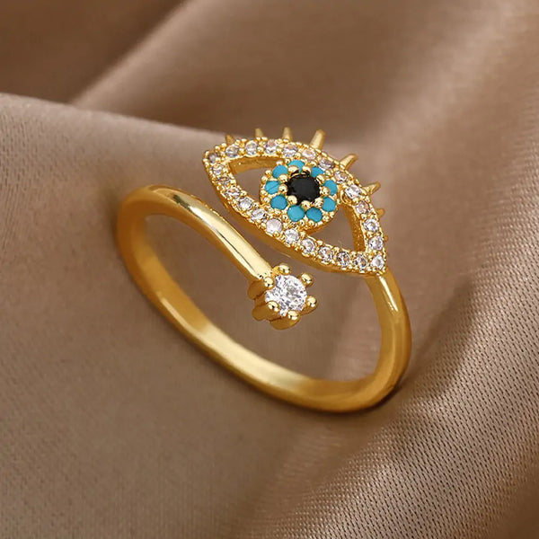 Turkish Blue Evil Eye Rings - GlimmaStyle