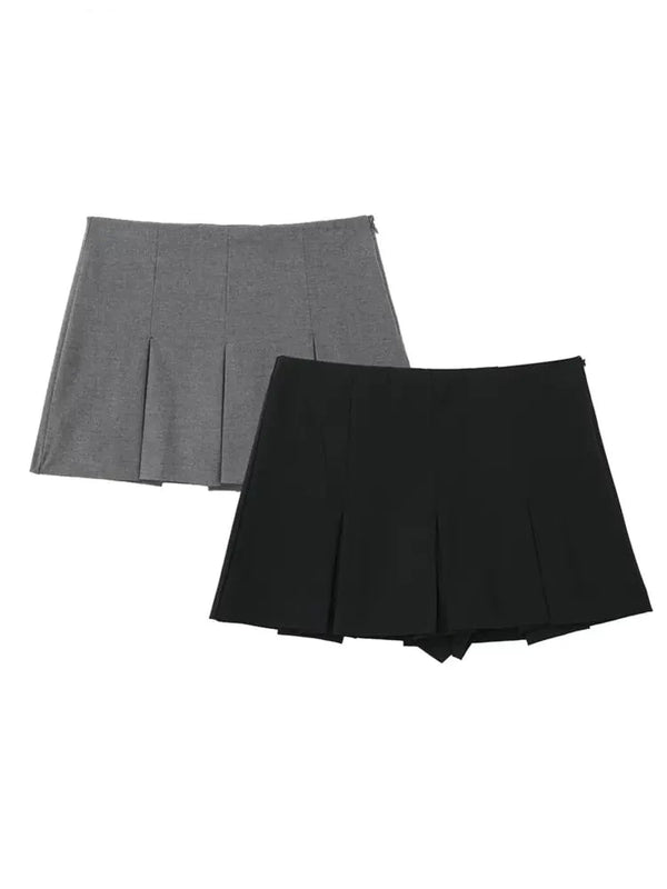 High Waist Wide Pleats Skirts - GlimmaStyle