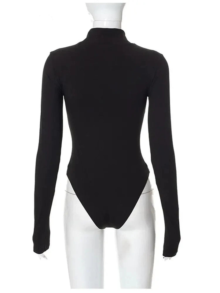 See Through Black Long Sleeve Bodysuit - GlimmaStyle