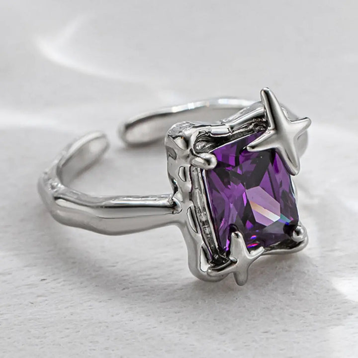 Purple Square Zirconia Ring - GlimmaStyle