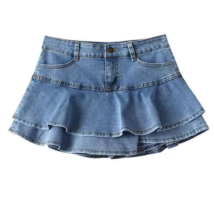 Retro Denim Shorts Skirt - GlimmaStyle