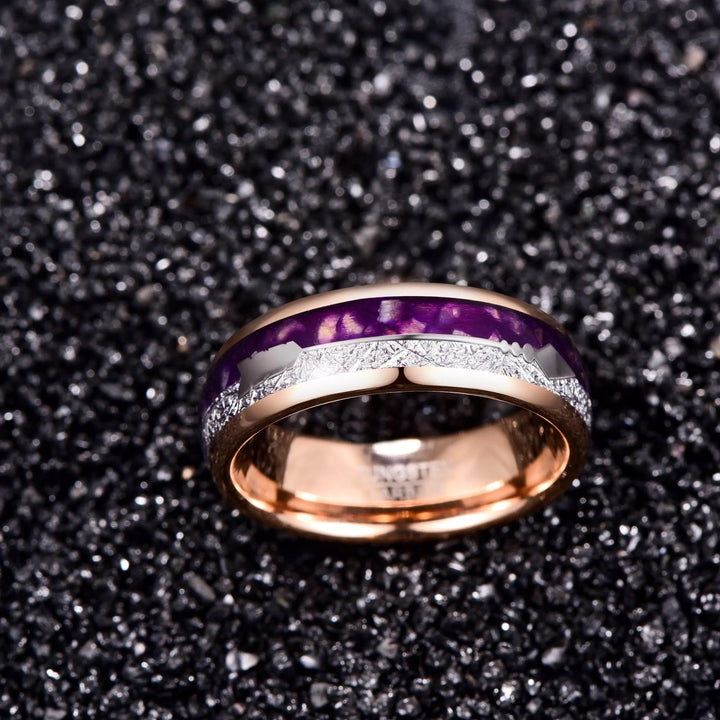 Purple and Rose Gold Arrow Tungsten Ring - GlimmaStyle