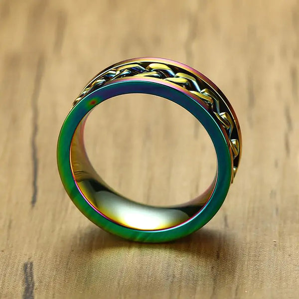 Multicolored Stainless Steel Spinner Ring - GlimmaStyle