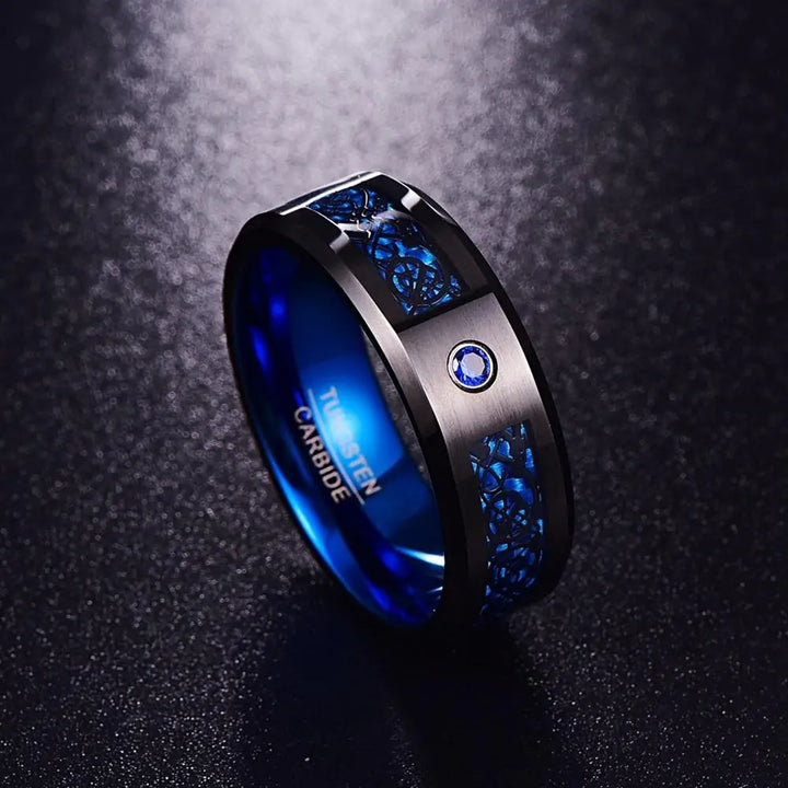 Dragon Stone Inlay Tungsten Ring - GlimmaStyle