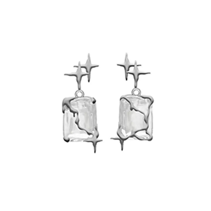 Irregular Silver Color Square Earrings - GlimmaStyle
