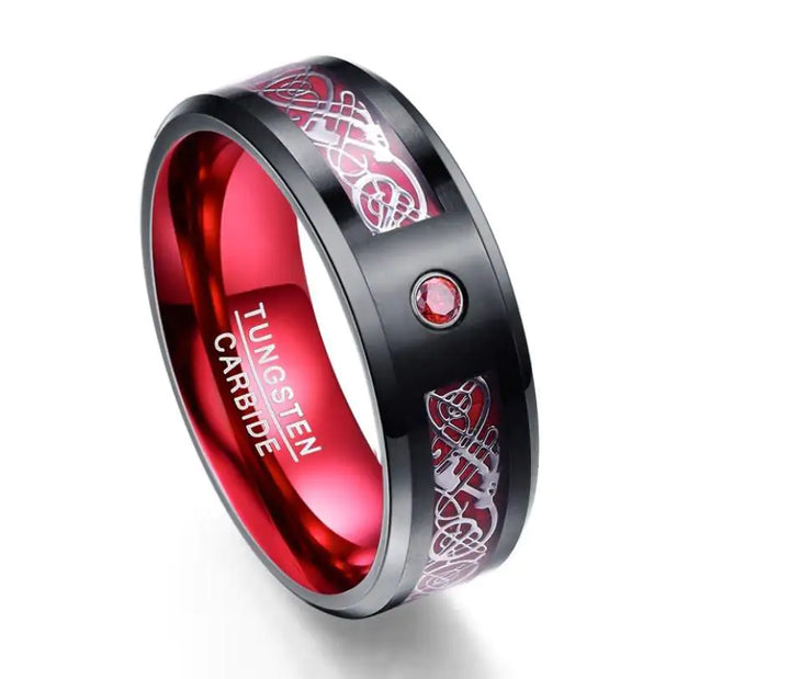 Dragon Stone Inlay Tungsten Ring - GlimmaStyle