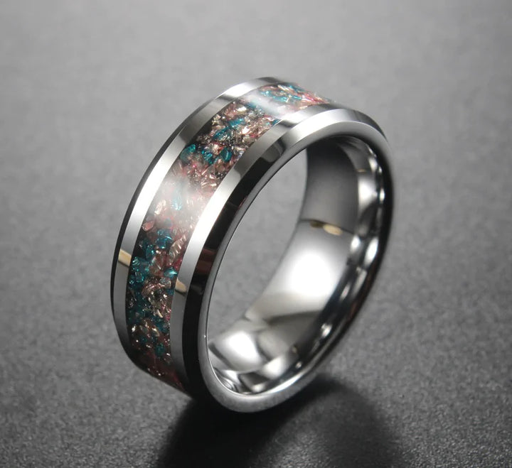 Mermaid Glass Tungsten Ring - GlimmaStyle