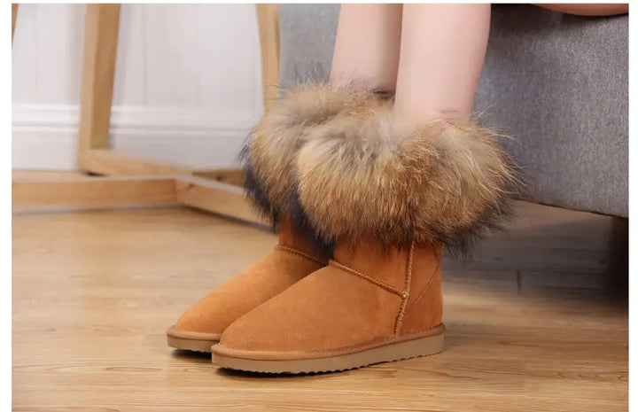 Women's Fox Fur Snow Boots - GlimmaStyle