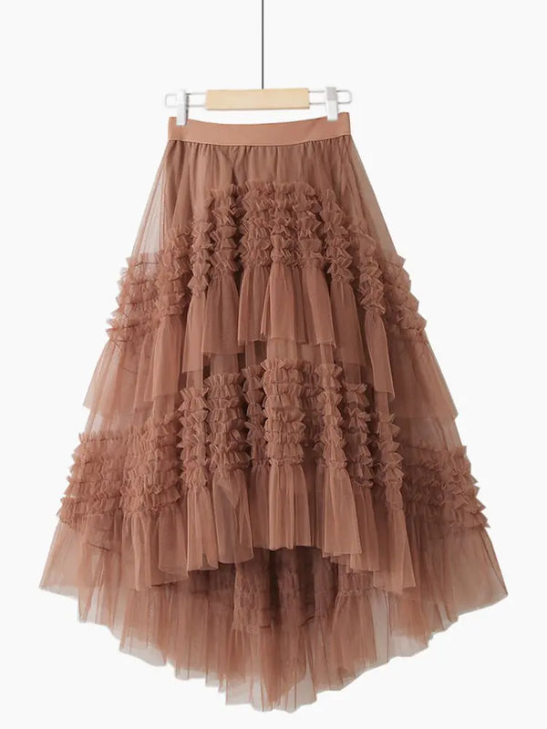 High Waist Lace Irregular Skirt - GlimmaStyle