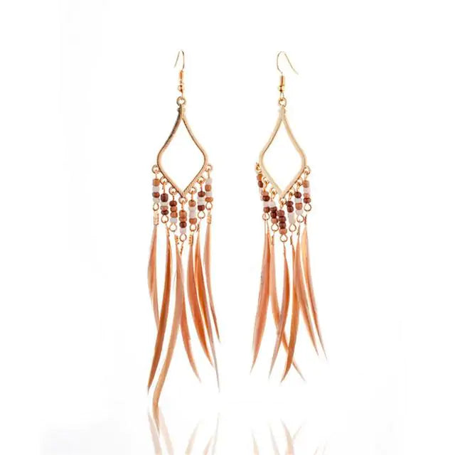 Tassels Feather Earrings - GlimmaStyle