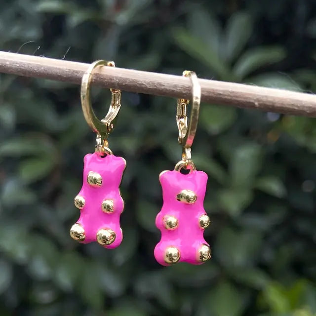 Cute Acrylic Gummy Bear Dangle Earrings - GlimmaStyle