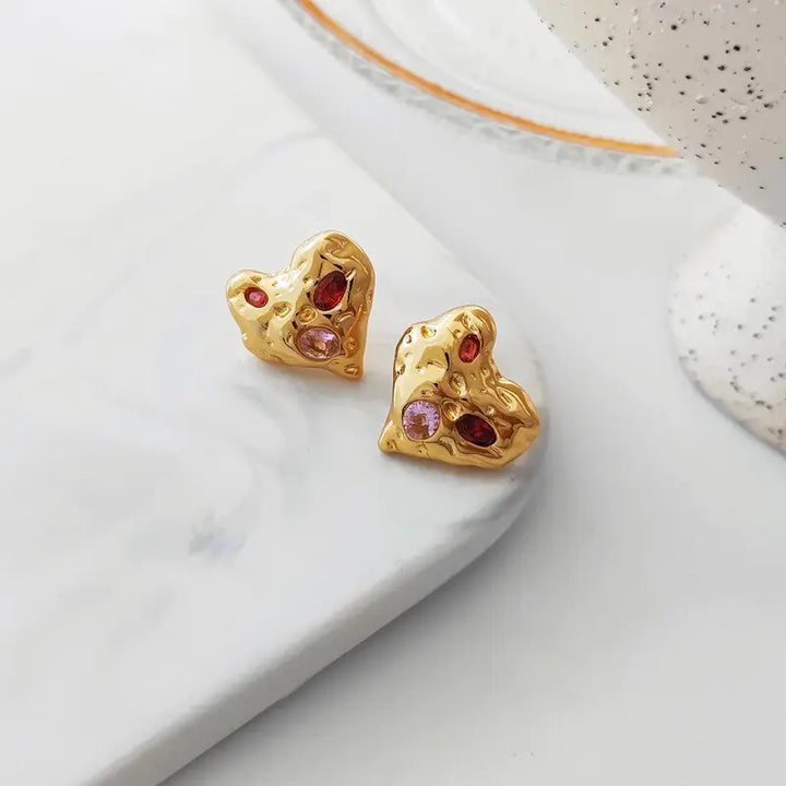 Irregular Heart Stud Earrings - GlimmaStyle