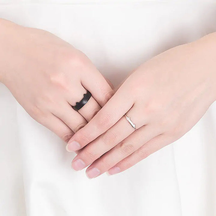 Black and White Cat Couple Rings - GlimmaStyle