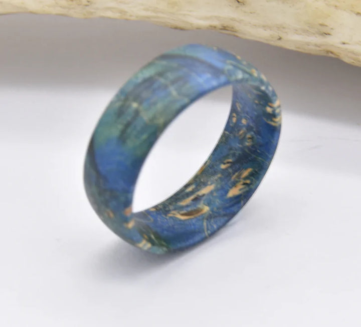 Blue Box Elder Wood Ring - GlimmaStyle