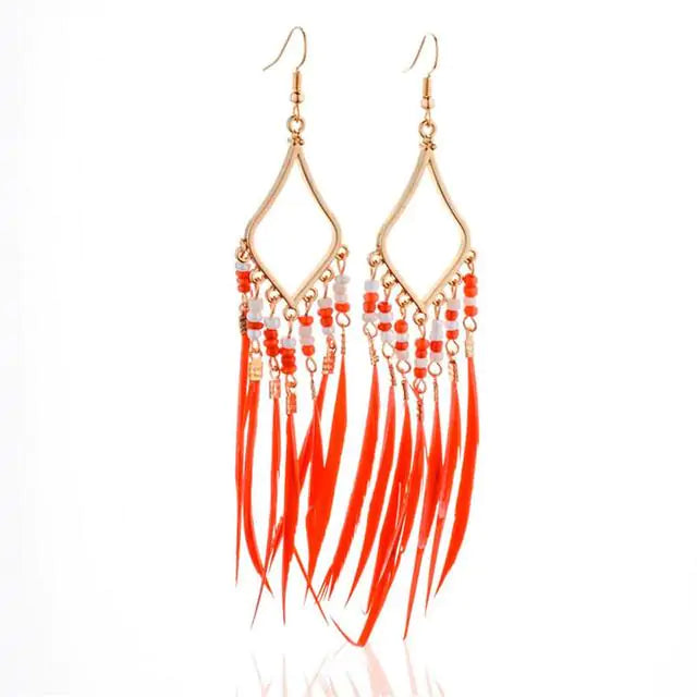 Tassels Feather Earrings - GlimmaStyle