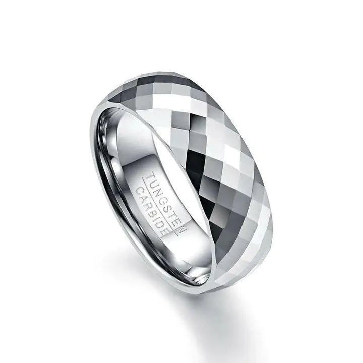 Faceted Silver Tungsten Ring - GlimmaStyle