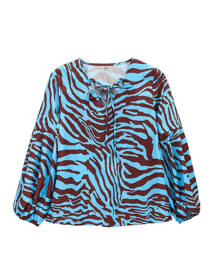 Zebra V-neck Women Blouse - GlimmaStyle