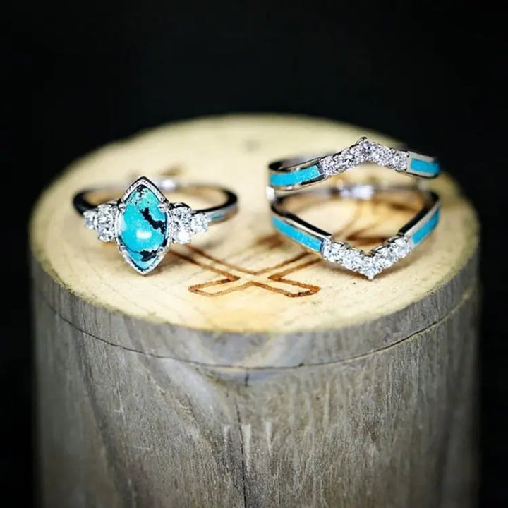 Achieving Dreams Turquoise 3-Piece Ring Set - GlimmaStyle