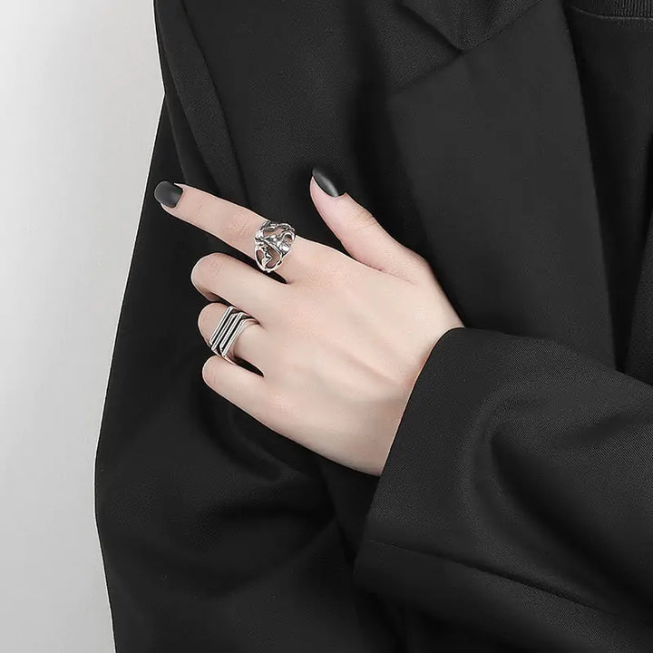 Silver Color Hollow Surface Bump Ring - GlimmaStyle