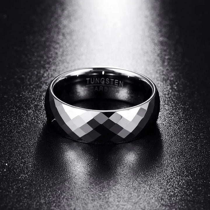 Faceted Silver Tungsten Ring - GlimmaStyle