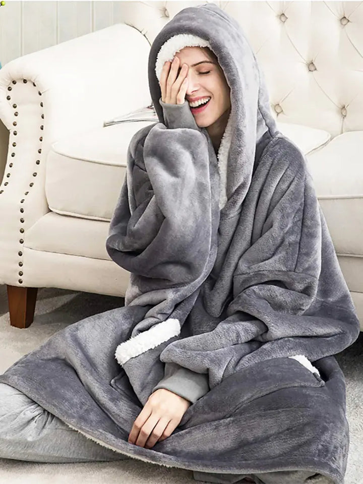 Hooded Winter Soft Plush Fleece Sofa Blanket - GlimmaStyle