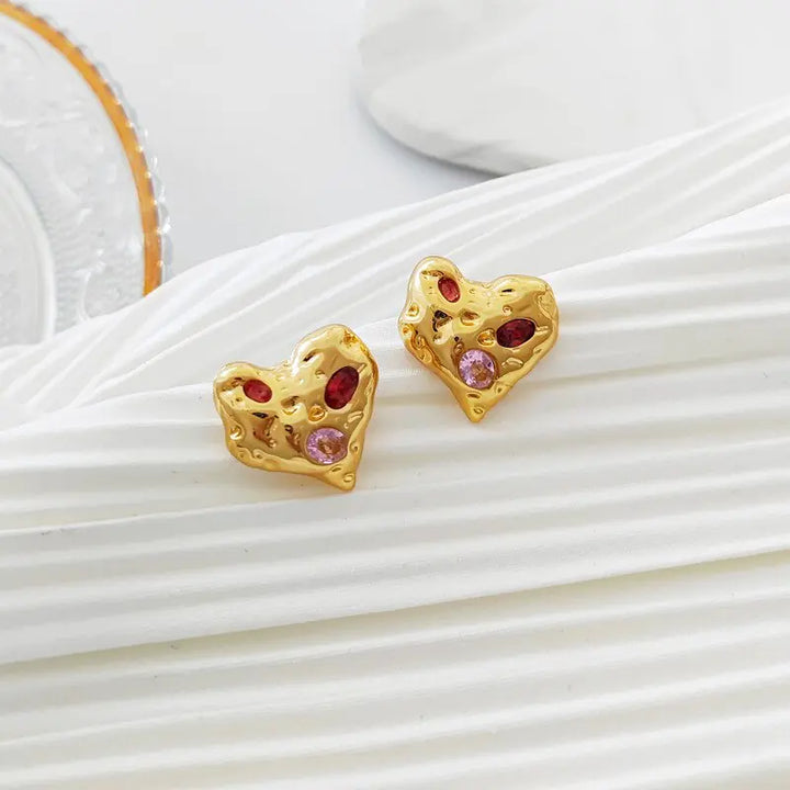 Irregular Heart Stud Earrings - GlimmaStyle