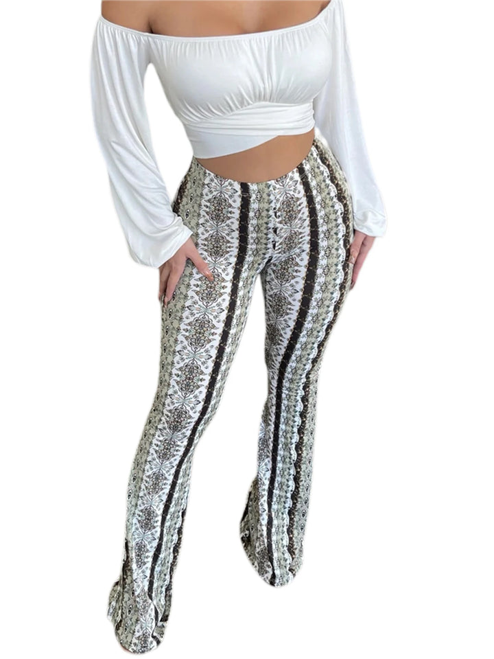 Women's  Flare Ethnic Print Pants - GlimmaStyle