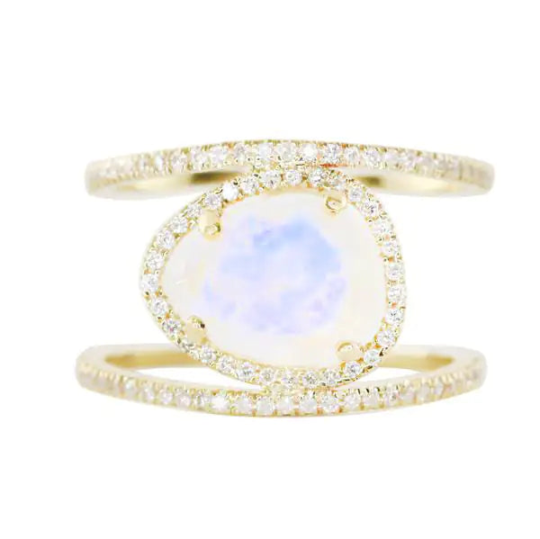 Double Band Moonstone Ring - GlimmaStyle