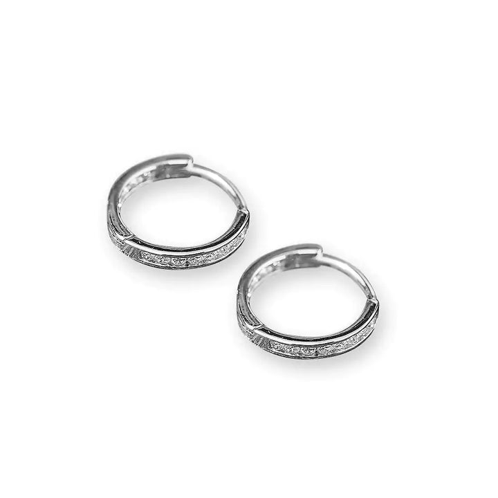 925 Sterling Silver Single Row Huggie Earrings - GlimmaStyle