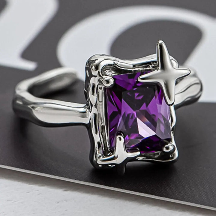 Purple Square Zirconia Ring - GlimmaStyle