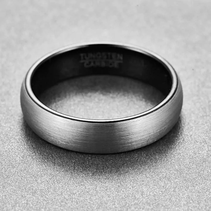 Brushed Silver and Black Tungsten Ring - GlimmaStyle