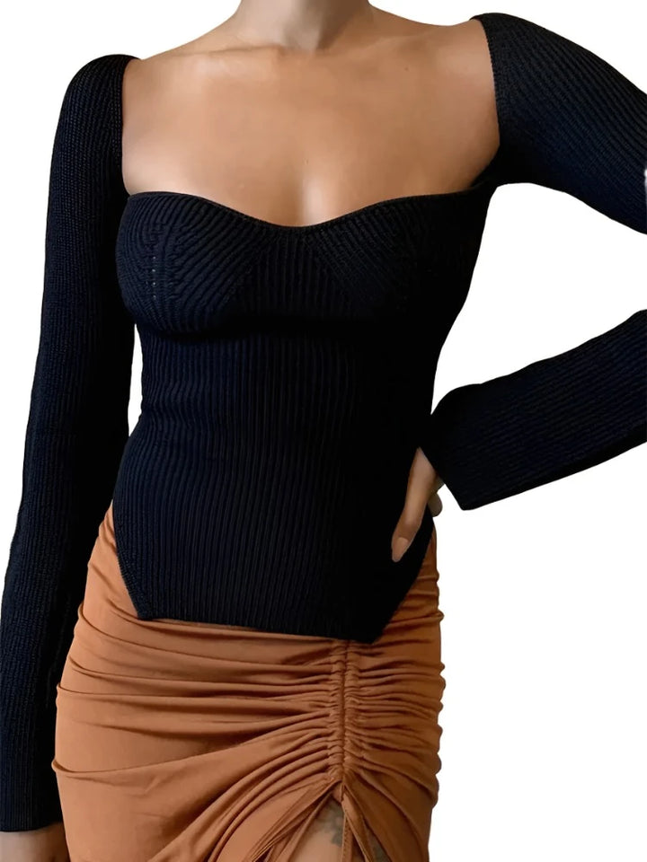 Woman's Long Sleeve Knitted Pullover - GlimmaStyle