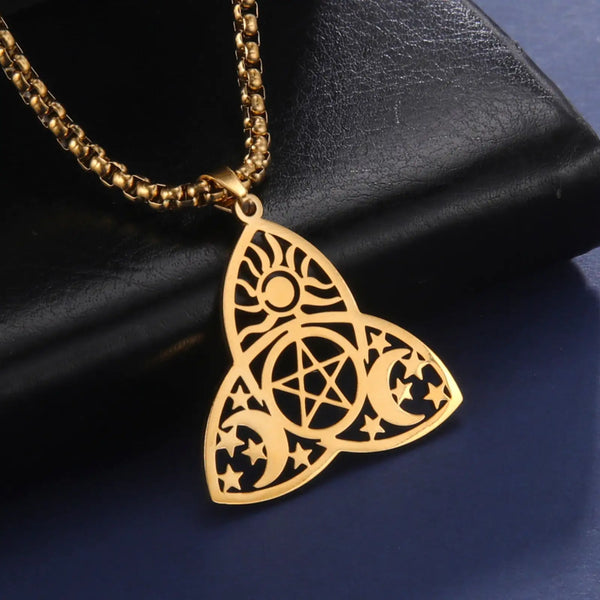 Triquetra Moon Pentagram Necklaces - GlimmaStyle