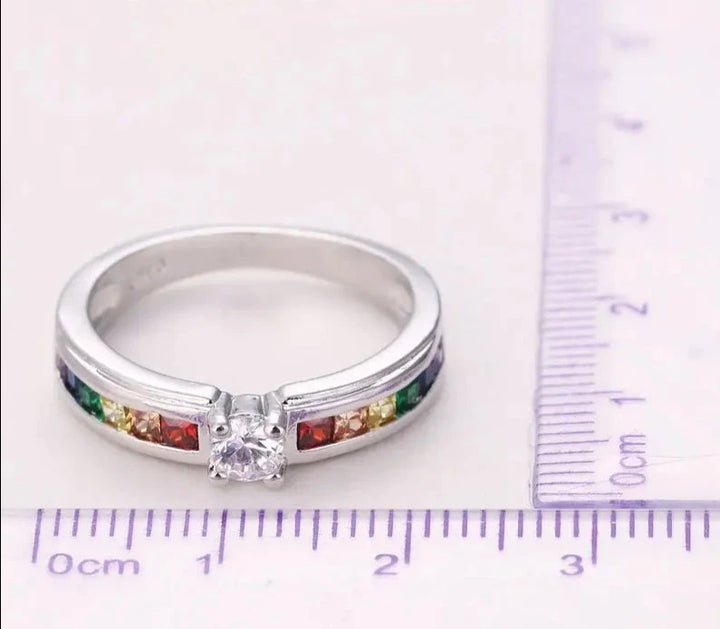 Colorful Cubic Zirconia Women Engagement Ring - GlimmaStyle