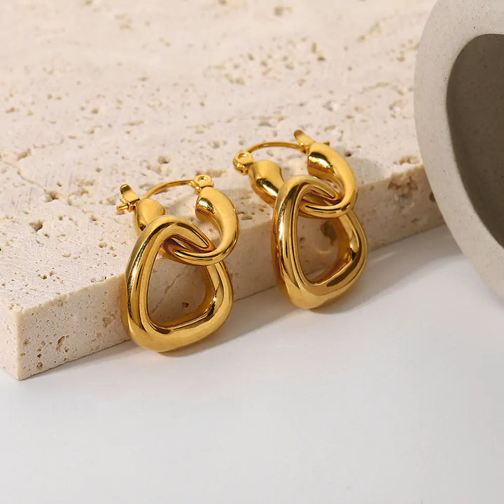 Gold Hoop Drop Earrings - GlimmaStyle