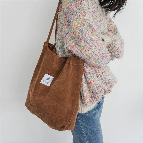 Women Corduroy Canvas Shoulder Bags - GlimmaStyle