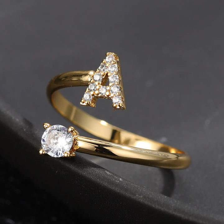 Adjustable Initial Letter Rings - GlimmaStyle