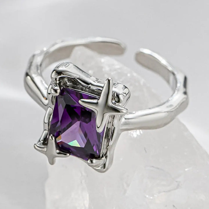 Purple Square Zirconia Ring - GlimmaStyle