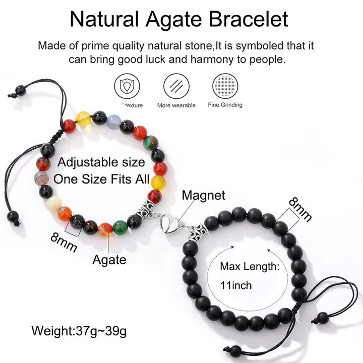 Natural Stone Beads Couple Magnetic Bracelets - GlimmaStyle