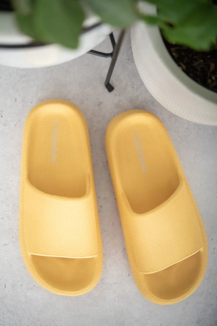 Yellow Slide-On Sandals - GlimmaStyle